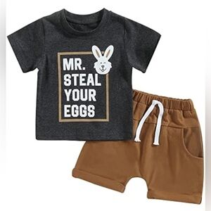 Boys Mr Steal Your Eggs Funny Easter Theme Outfit Size 12-18M